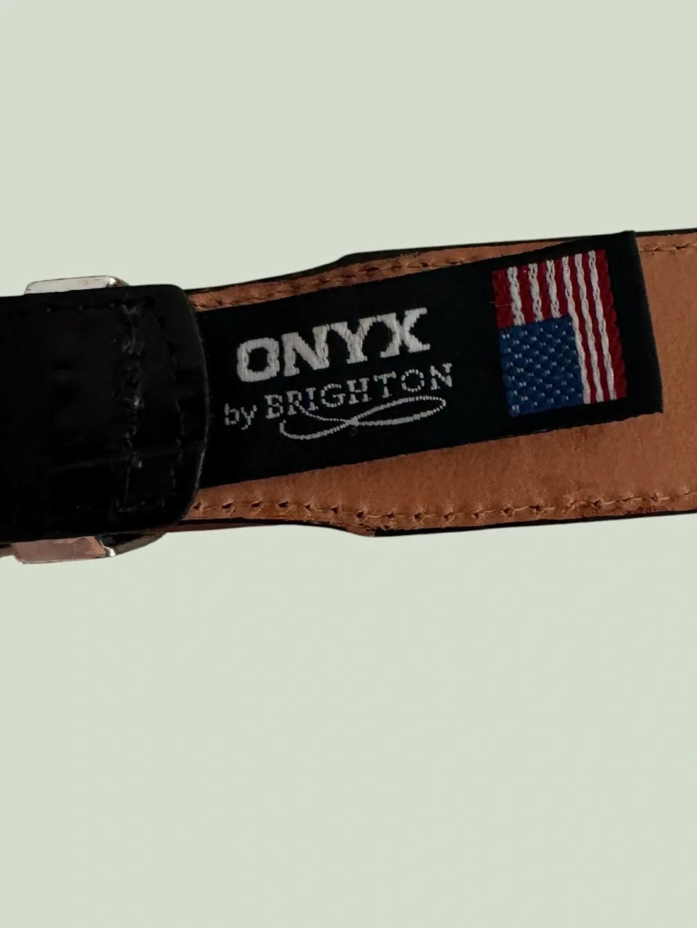 Men's Onyx Black Croc-Embossed Leather Belt with Gold-Tone Buckle